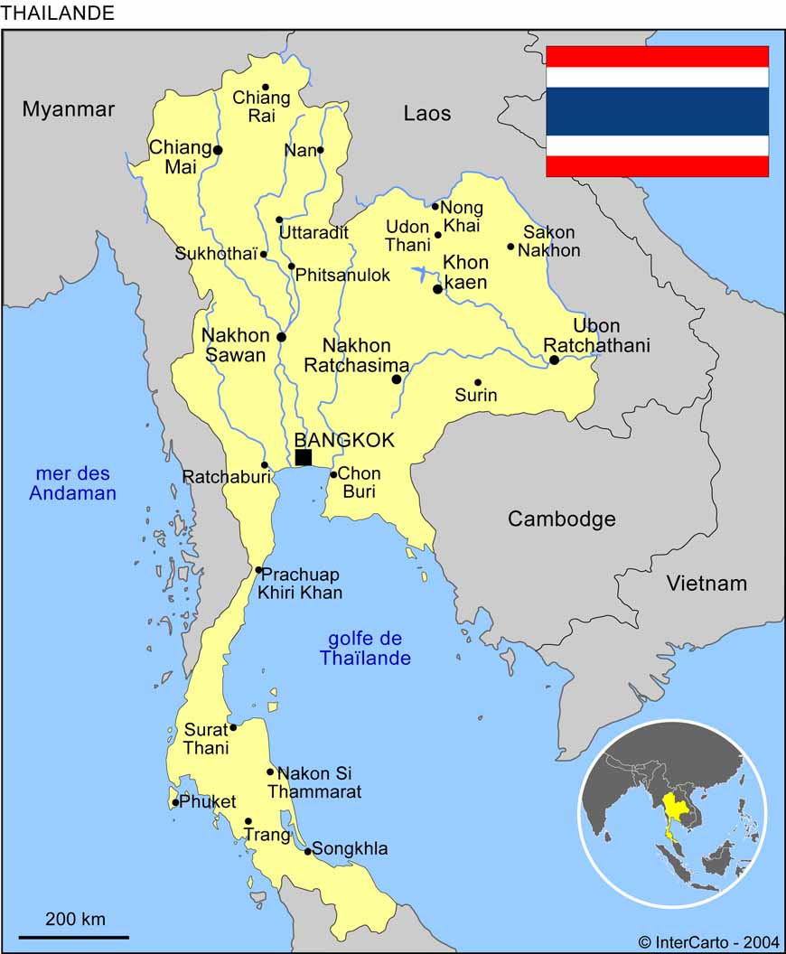 ou se trouve la thaïlande sur une carte