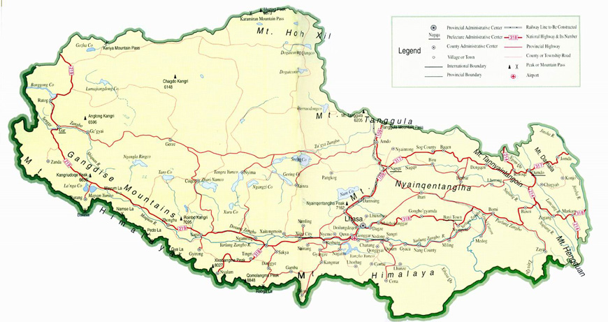 Carte du Tibet