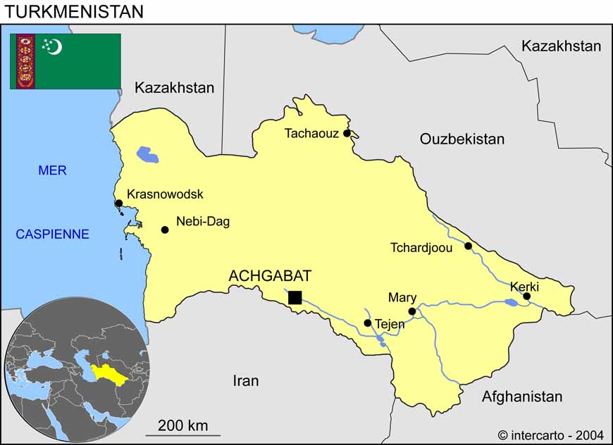 Carte du Turkmnistan